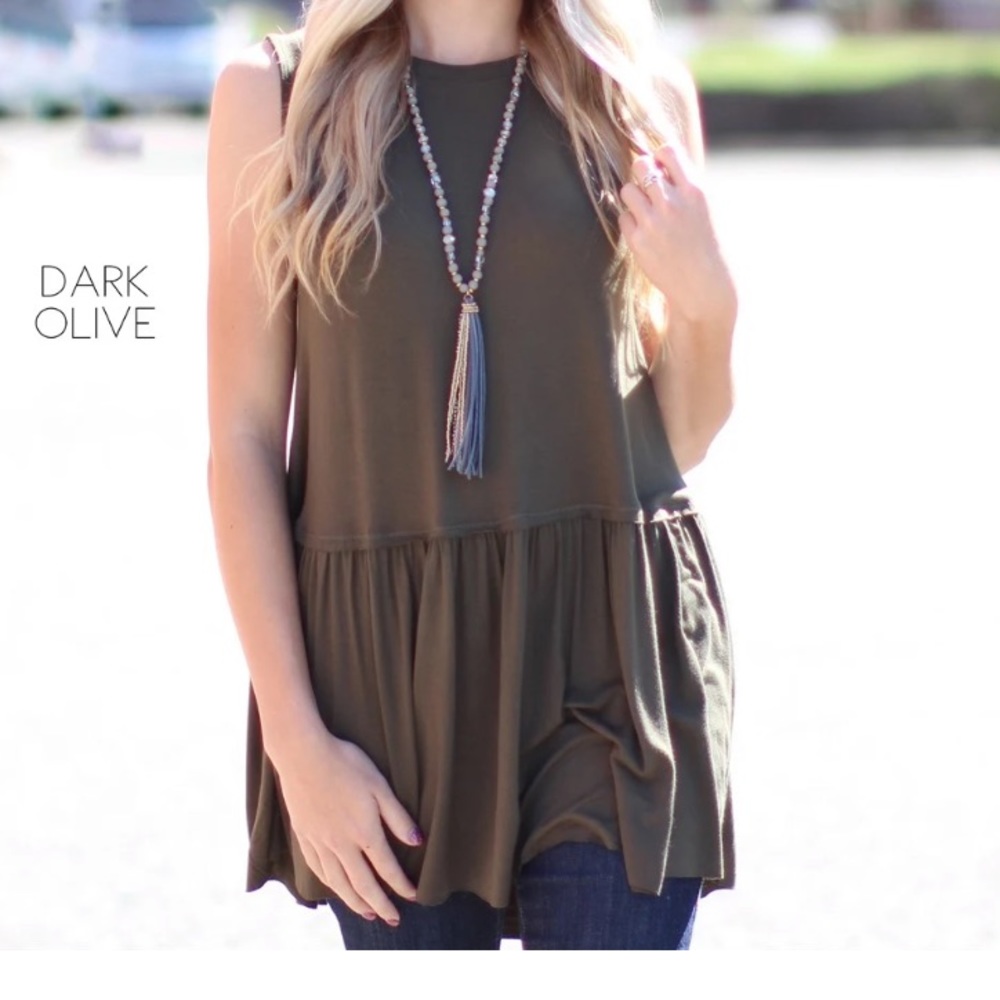 Dark olive peplum top